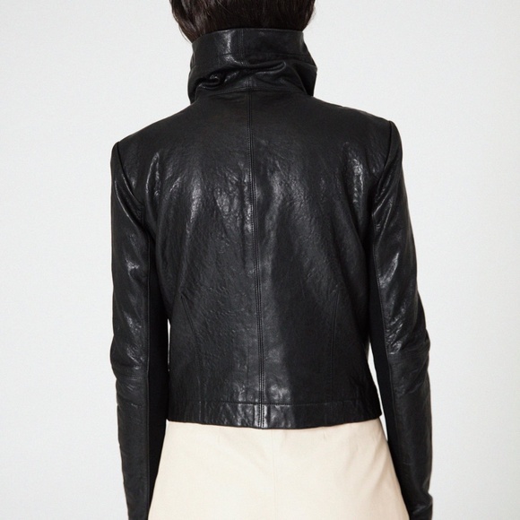 Veda Max Classic Leather Moto Jacket Black Women’s S Asymmetric Zip - Picture 7 of 9